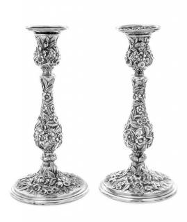 Appraisal: A Pair of American Silver Candlesticks S Kirk Son Baltimore