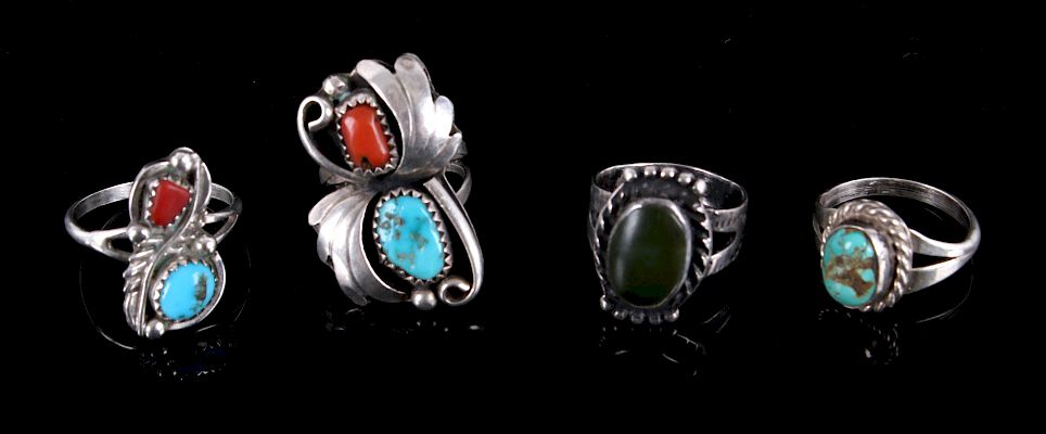 Appraisal: Navajo Turquoise Sterling Silver Old Pawn Rings Featured in this