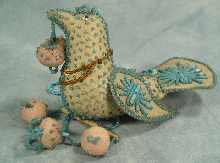 Appraisal: Beaded Iroquois Native American whimsey bird l Estimate -