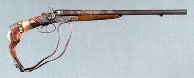 Appraisal: Cased gambler s gun Belgian with - in double barrels