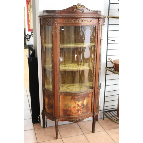 Appraisal: Antique French Louis XV style vitrine decorated with central painted