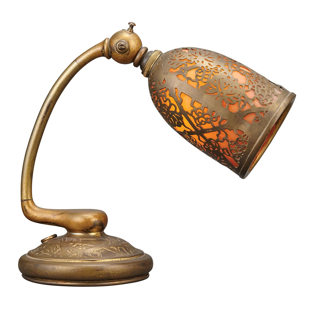 Appraisal: Tiffany Studios Gilt-Bronze and Favrile Glass Desk Lamp First quarter