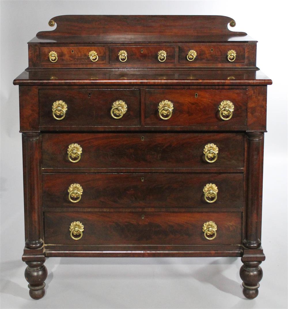 Appraisal: AMERICAN CLASSICAL CARVED MAHOGANY CHEST OF DRAWERS having a rectangular