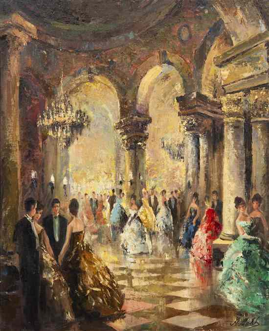 Appraisal: Americo Makk American b Ballroom Elegance oil on canvas signed