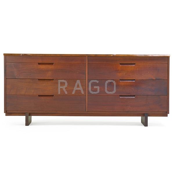 Appraisal: GEORGE NAKASHIMA Walnut double dresser Condition Report Features bookmatched top