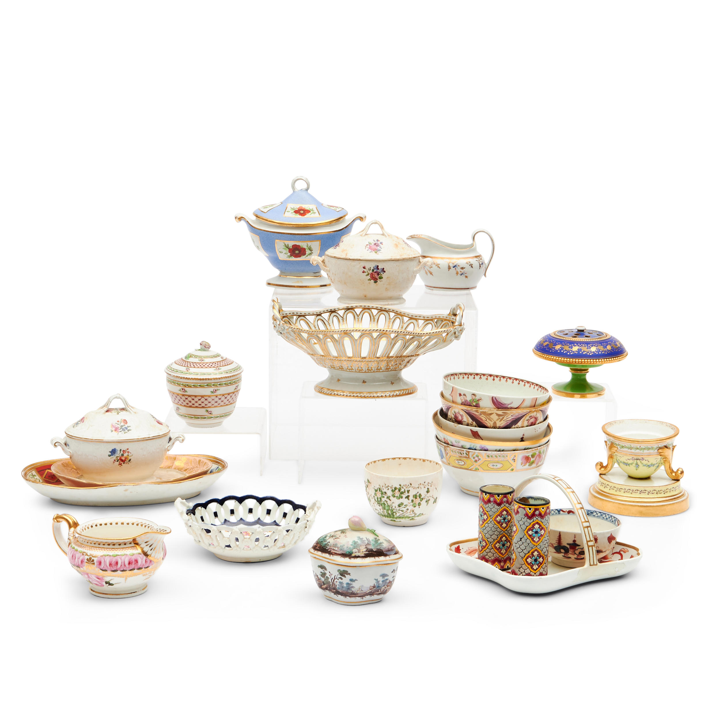 Appraisal: TWENTY-THREE ENGLISH AND CONTINENTAL CERAMIC ITEMS including a yellow-glaze and