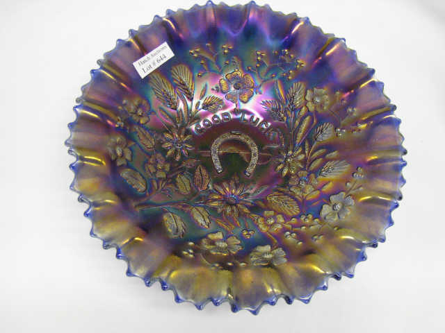 Appraisal: Carnival Glass Good Luck Bowl purple copper electric iridescent finish