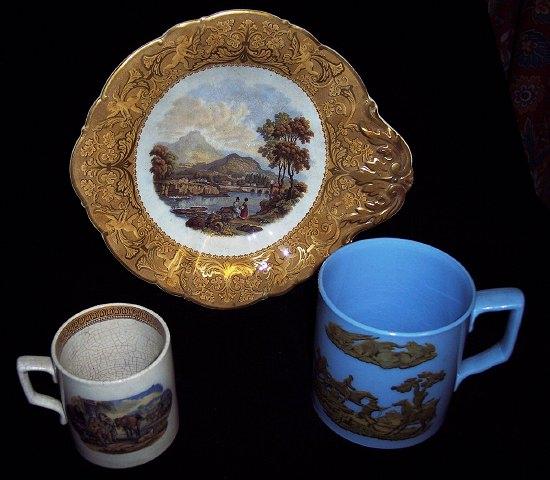 Appraisal: A Prattware mug The Cavalier and the Serving Woman another