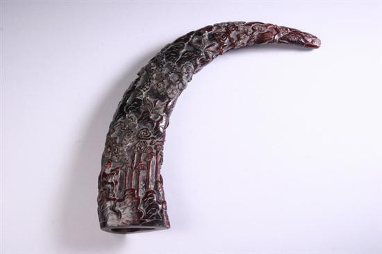 Appraisal: CHINESE WATER BUFFALO HORN th th century Carved to depict