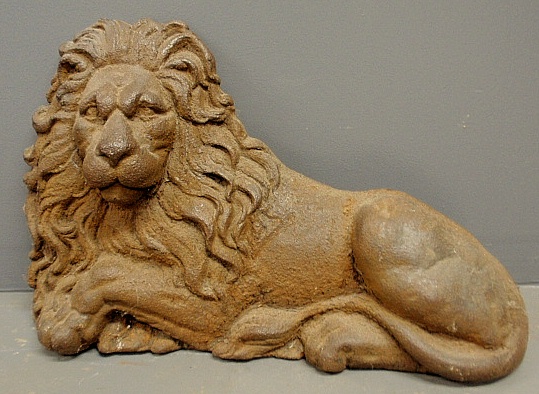 Appraisal: - Cast iron recumbent lion late th c h x