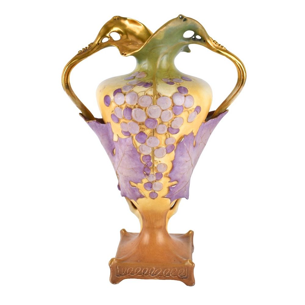 Appraisal: Turn Teplitz Vase Riessner Stellmacher and Kessel Large Turn Teplitz