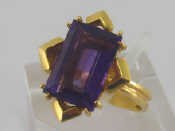 Appraisal: An amethyst dress ring the large rectangular cut stone mm