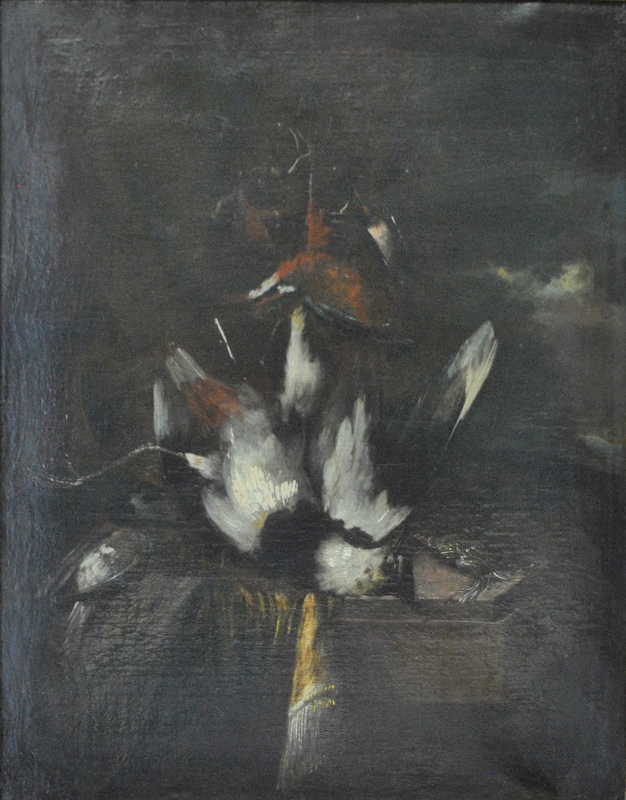 Appraisal: - Oil on canvas still life painting of dead birds