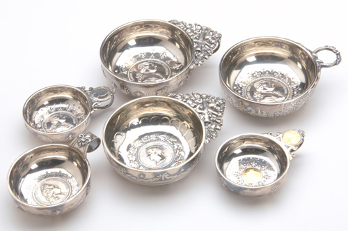 Appraisal: Six silver testavans with various French marks all ornately decorated