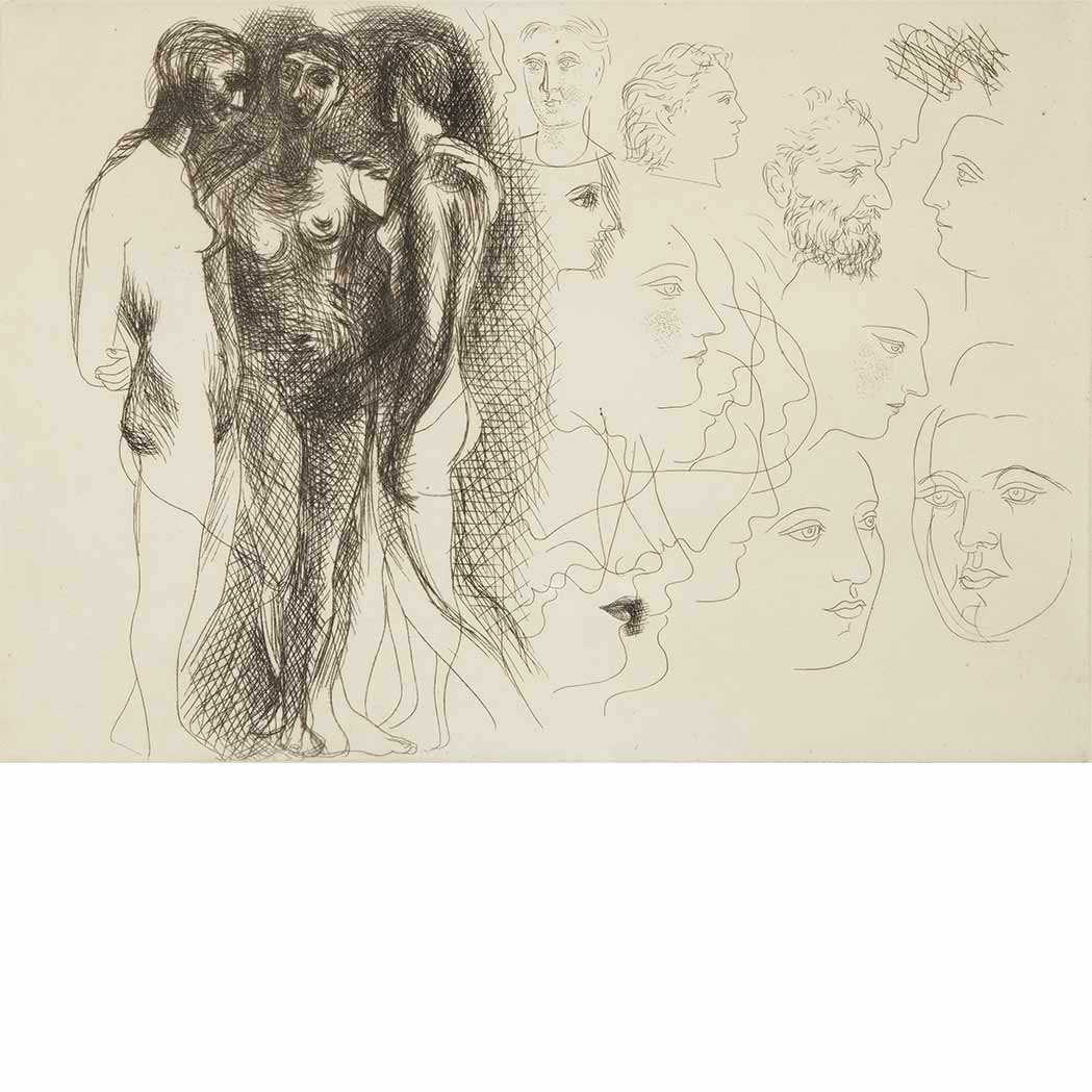 Appraisal: Pablo Picasso TROIS NUS DEBOUT B Etching edition of from