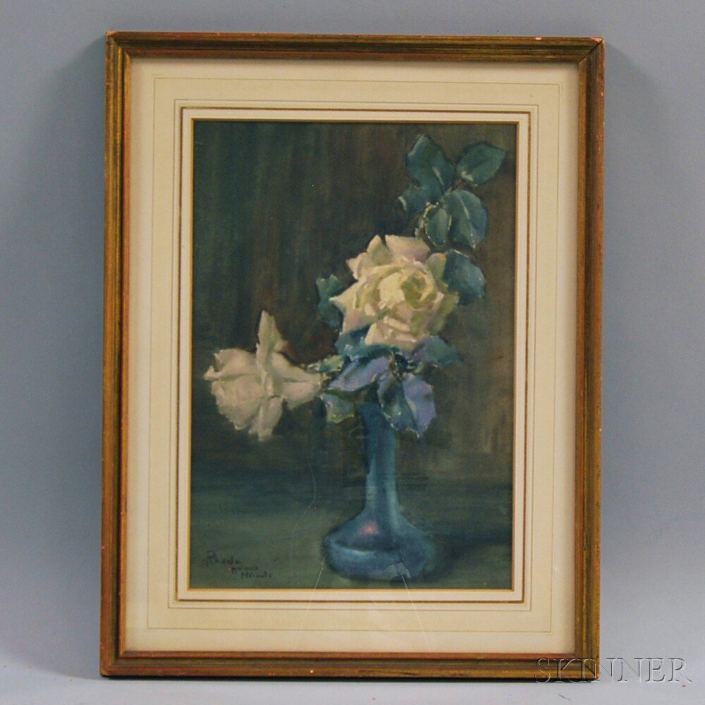 Appraisal: Rhoda Holmes Nicholls British American - White Roses Signed Rhoda