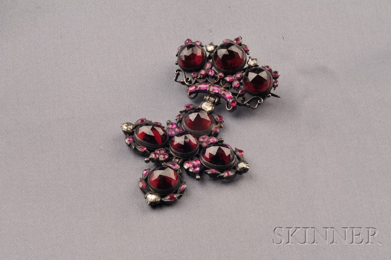 Appraisal: Antique Garnet and Pink Sapphire Pendant Brooch c - designed