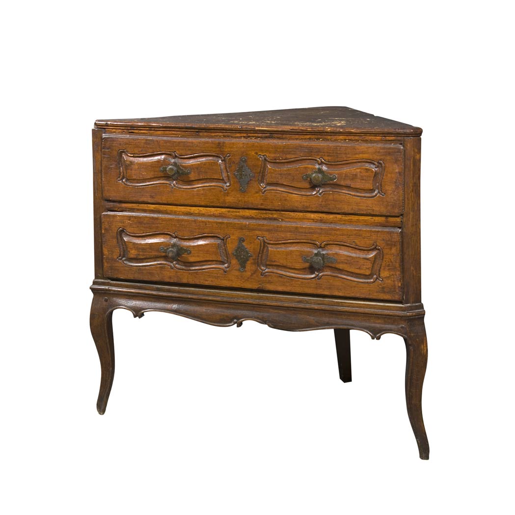 Appraisal: Provincial Louis XV Style Oak Corner Commode Height inches width