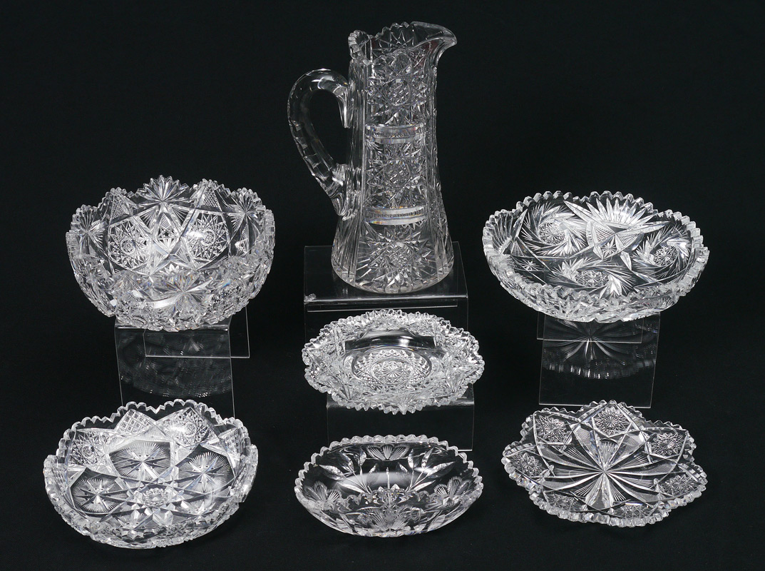 Appraisal: ESTATE COLLECTION OF AMERICAN BRILLIANT CUT GLASS piece group featuring