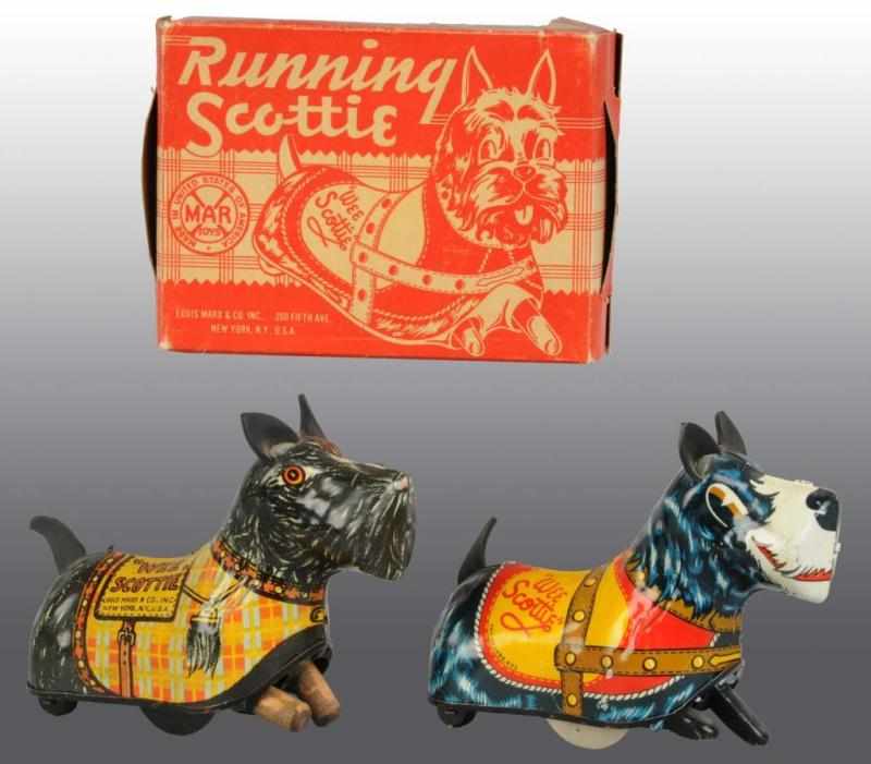 Appraisal: Lot of Tin Marx Running Scottie Wind-Up Toys Description American