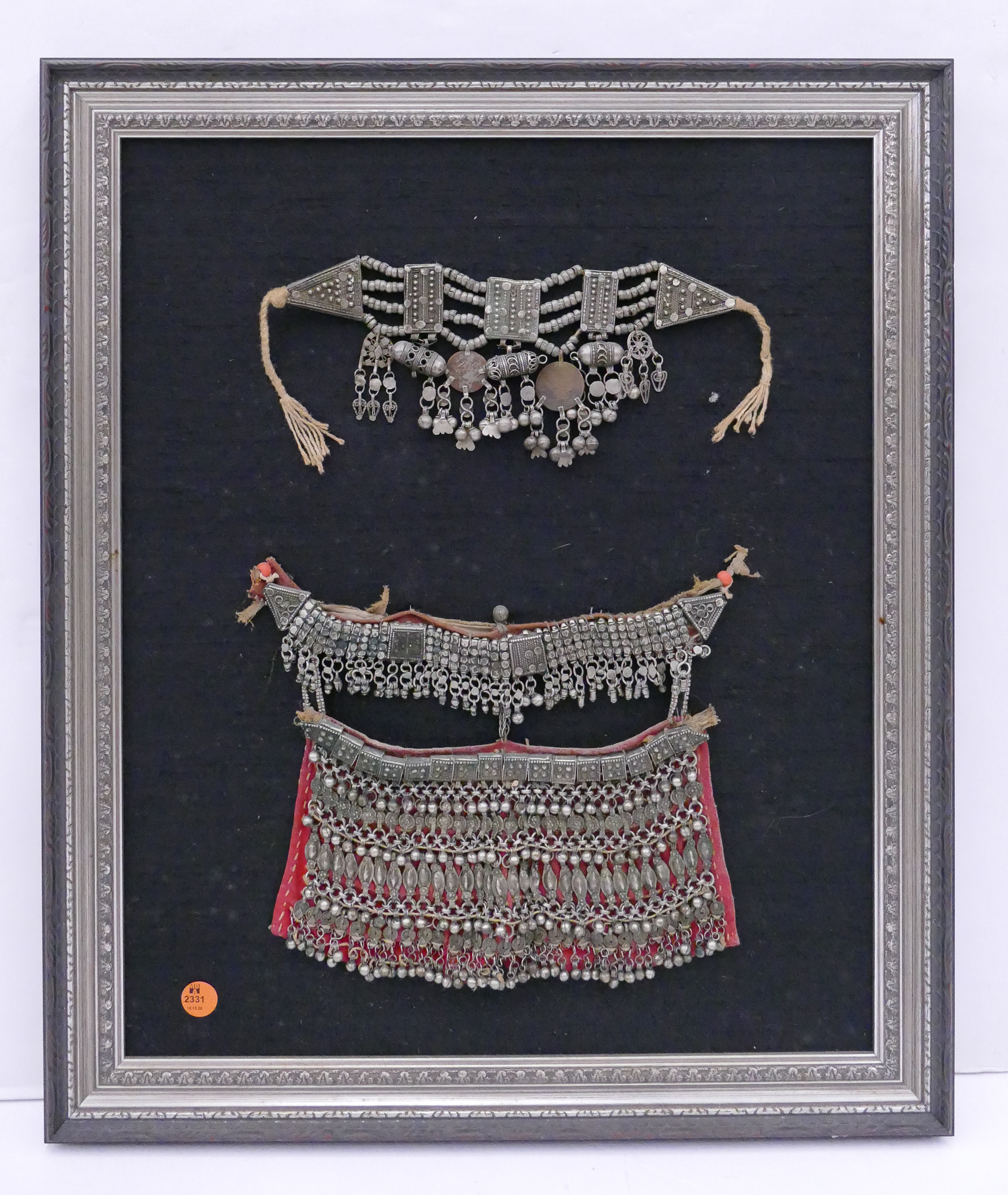 Appraisal: pc India Headress and Toggle Bracelet Framed- x ''