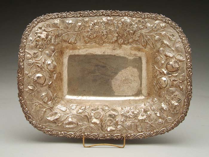 Appraisal: JACOBI JENKINS STERLING REPOSE SERVING DISH Rectangular dish has a