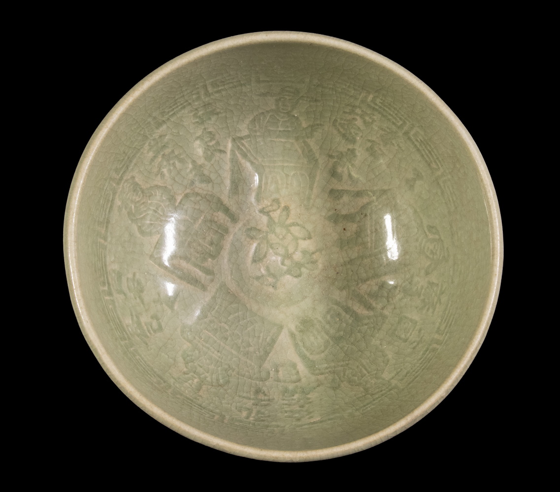 Appraisal: LATE SONG DYNASTY LONGQUAN CELADON DECORATED YAOZHOU WARE DEEP BOWL