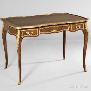 Appraisal: Louis XV-style Kingwood and Ormolu-mounted Bureau de Plat France early