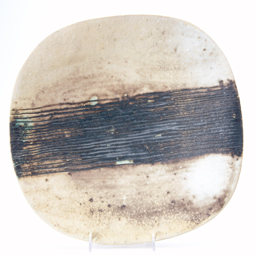 Appraisal: RUTH DUCKWORTH Four-sided ceramic charger with combed center glazed in