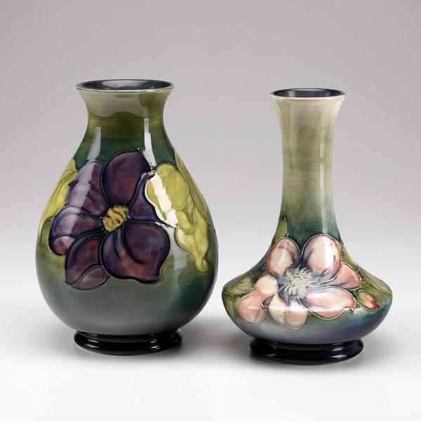 Appraisal: MOORCROFT Two vases in the Anemone pattern on celadon or