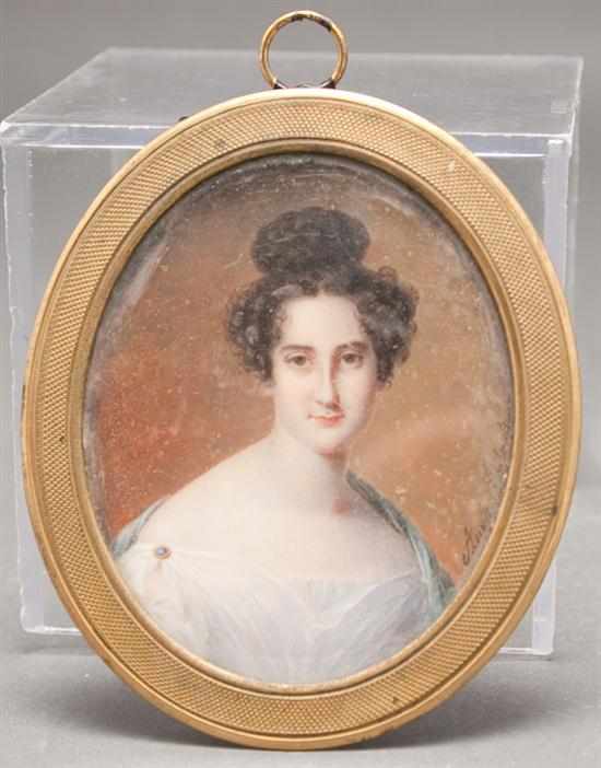 Appraisal: Aime Thibault French - Portrait miniature of Mary Hone Schermerhorn