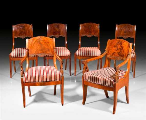 Appraisal: SET OF CHAIRS AND ARMCHAIRS Restauration Russia circa Walnut and