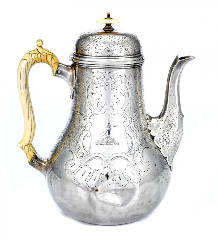 Appraisal: A VICTORIAN COFFEE POT of baluster shape with domed lid