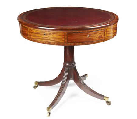 Appraisal: FINE REGENCY MAHOGANY DRUM LIBRARY TABLE CIRCA the circular top