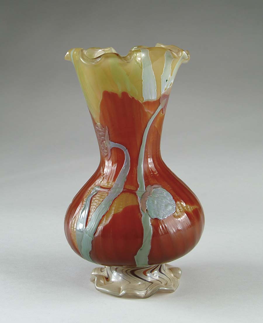 Appraisal: GALLE MARQUETRY VASE Outstanding Galle marquetry and wheelcarved vase has