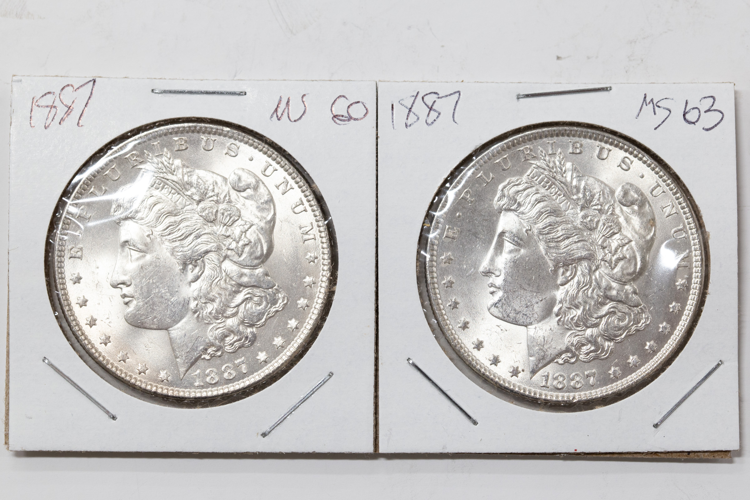 Appraisal: A PAIR OF MINT STATE SILVER DOLLARS MS- and MS-