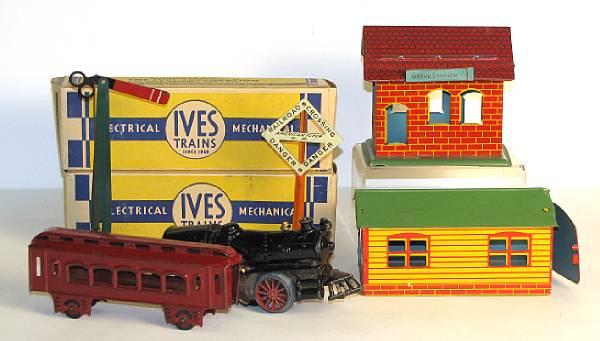 Appraisal: Toy Train Grouping Lot features some boxed Ives Chein and