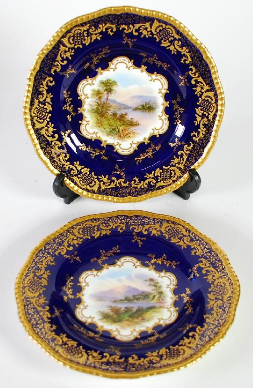 Appraisal: PAIR OF EARLY TWENTIETH CENTURY HAND PAINTED COALPORT PORCELAIN PLATES