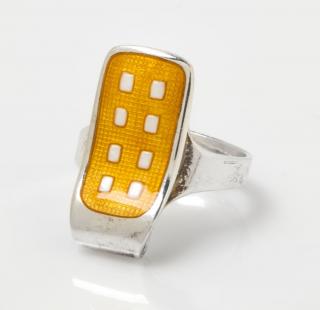 Appraisal: A Sterling Silver and Polychrome Enamel Domino Ring Grete Prytz