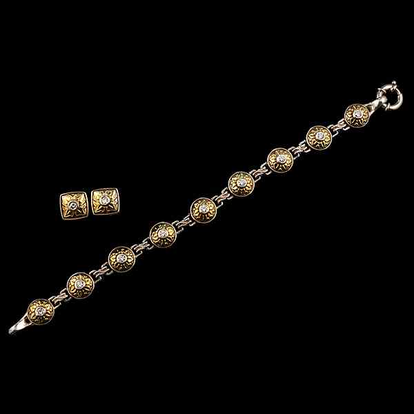 Appraisal: Lagos k Diamond Bracelet and Earring Set Lagos Arcadian k