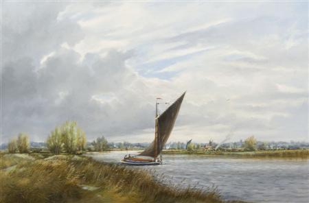 Appraisal: COLIN W BURNS B WHERRY ON A NORFOLK RIVER Signed