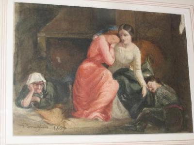 Appraisal: FREDERICK SMALLFIELD Interior Scene with Sleeping Figures signed and dated