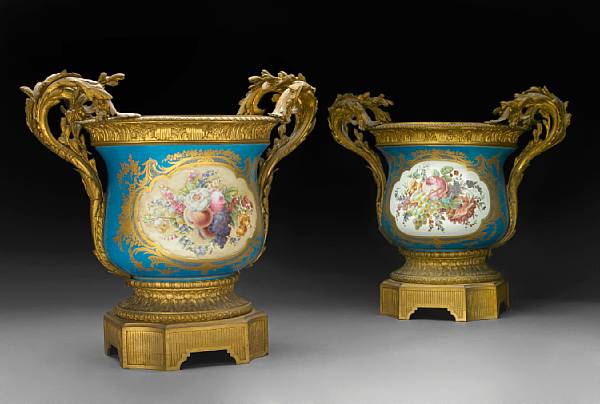 Appraisal: A pair of S vres style porcelain gilt bronze mounted