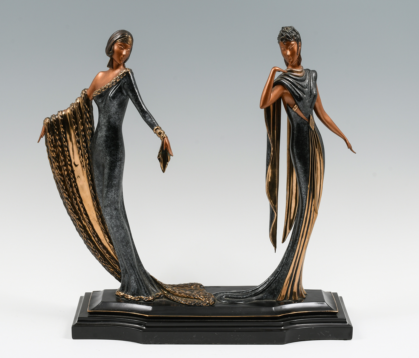 Appraisal: ERTE BRONZE SCULPTURE ''DUETTO'' One of the larger Erte sculptures