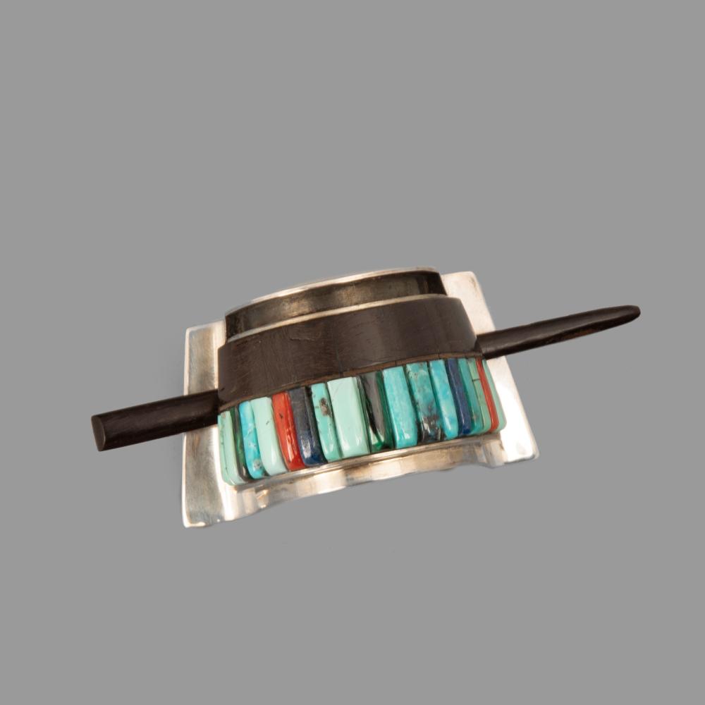 Appraisal: Charles Loloma Hopi - Hair Piece ca s silver turquoise