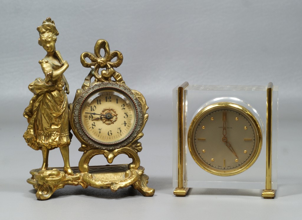 Appraisal: Figural Victorian style desk clock tall with a Tiffany Co