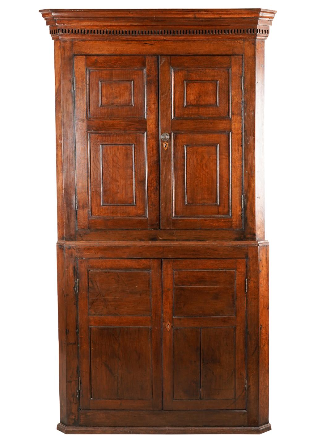 Appraisal: ENGLISH OAK CORNER CABINETearly th century in two parts each