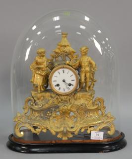 Appraisal: Victorian gilt figural mantle clock in glass dome case ht