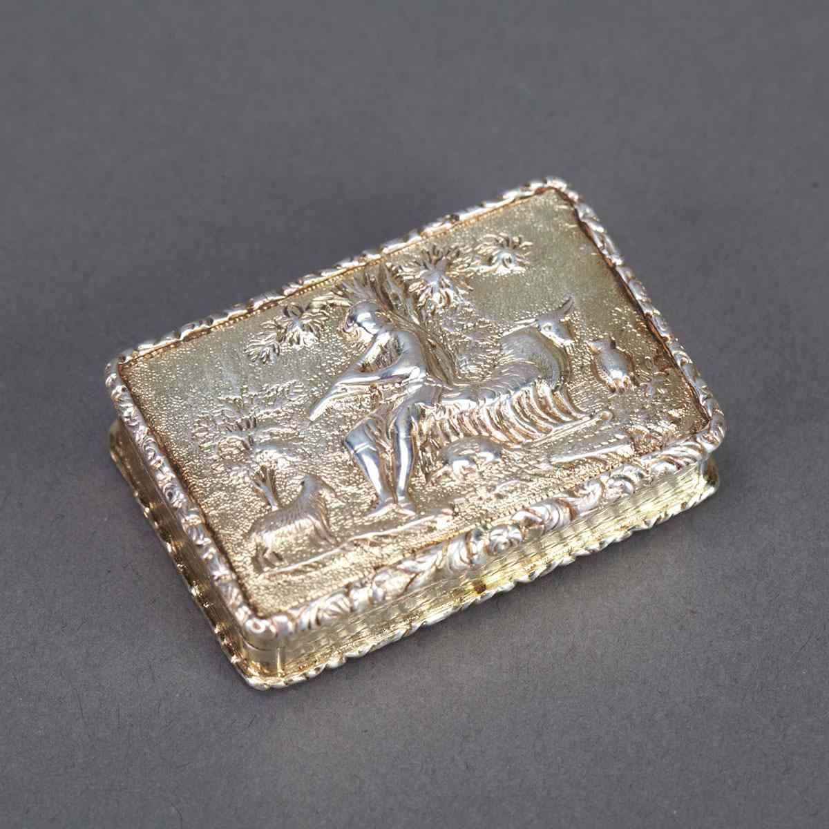 Appraisal: William IV Silver-Gilt Rectangular Snuff Box Nathaniel Mills Birmingham the