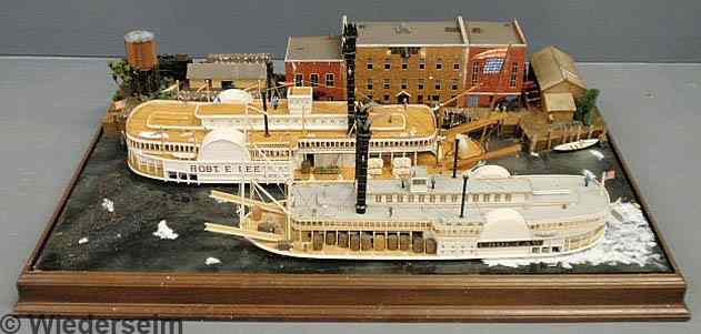 Appraisal: Diorama of the steamship Robert E Lee and the Choctaw